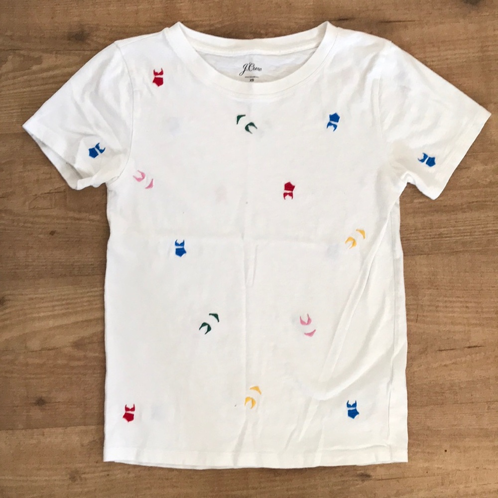 J Crew embroidered bikini tee XS